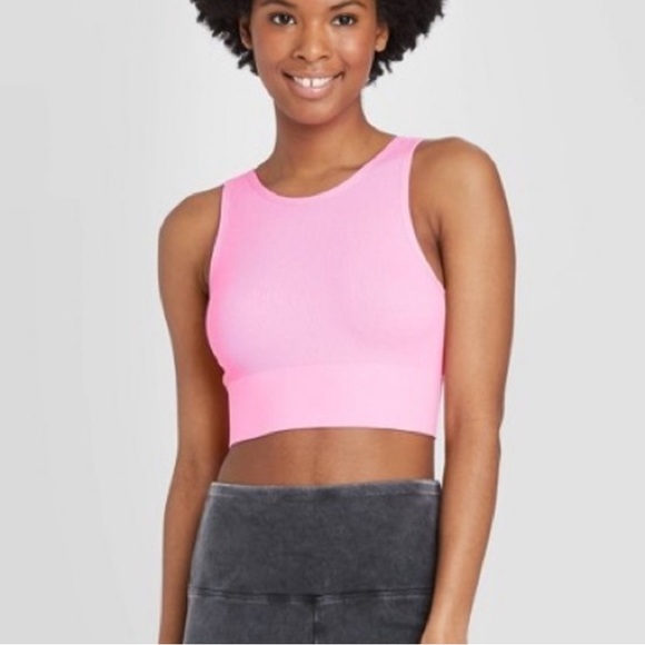 Women's High Neck Bralette - Colsie neon pink XS - Picture 1 of 1